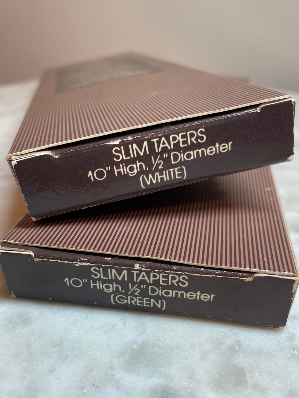 Vintage NIB Avon Gallery Originals SLIM Taper Candles - Green & White - 2 6pk - Picture 5 of 5
